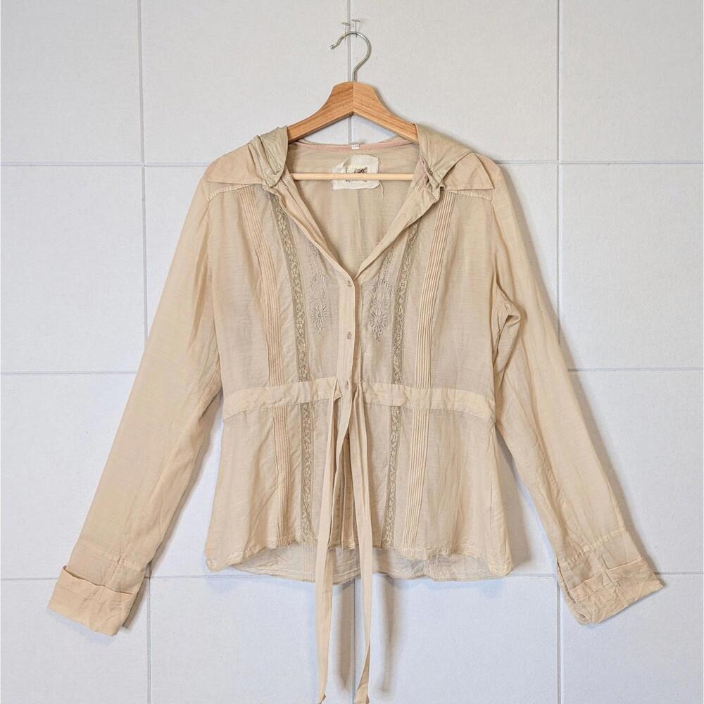 Pete & Greta by Johnny Was lightweight hooded boho blouse